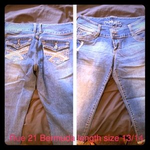 Denim Bermuda length shorts